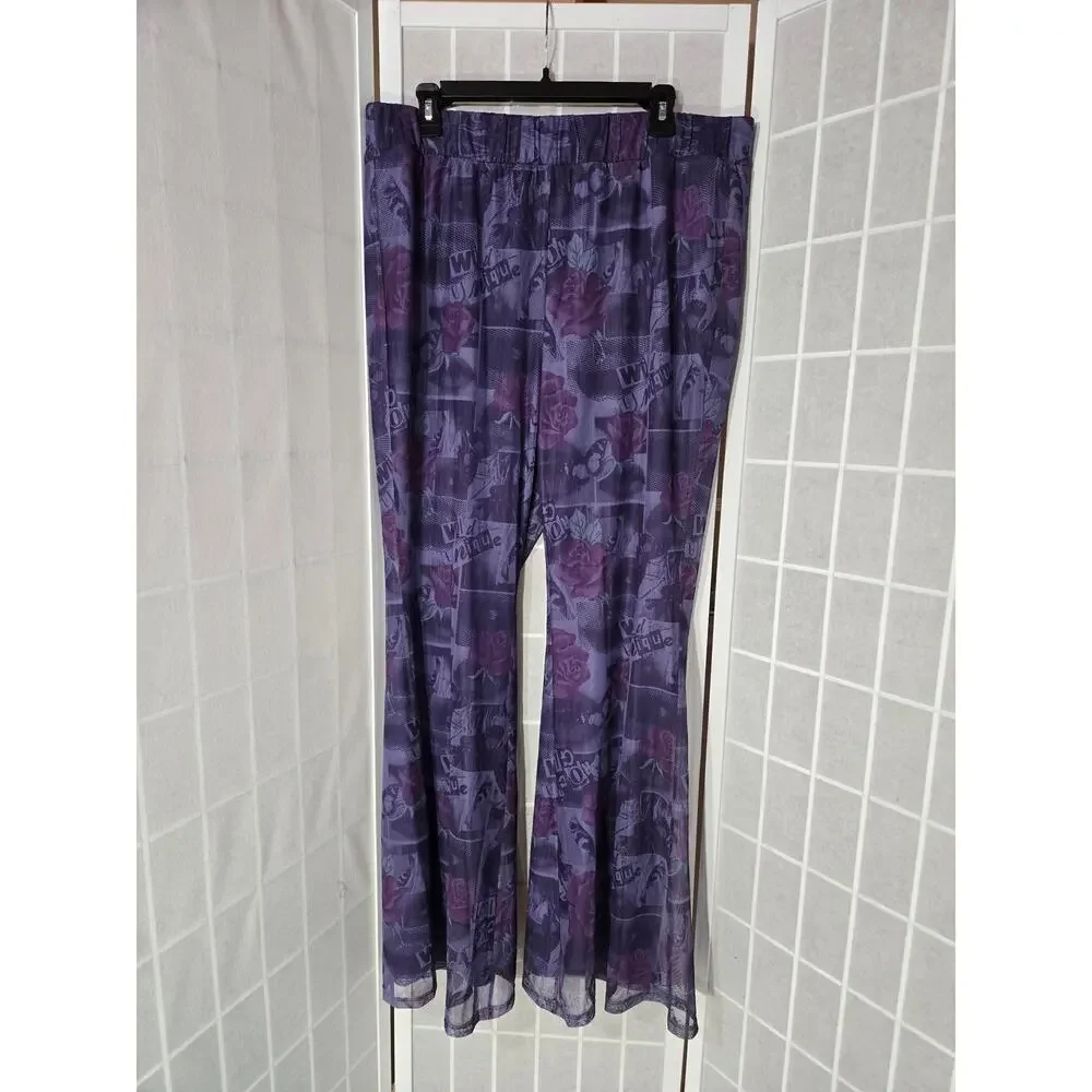 NWT Torrid Betsey Johnson Mesh Flare Pull-On Pants Purple Plus Size: 2X (18/20) - Picture 4 of 4